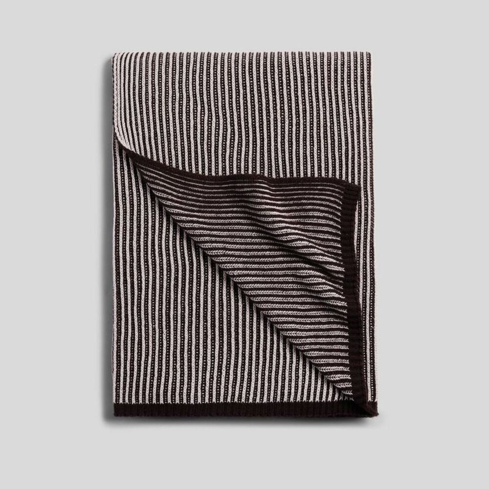 Ribbed Knit Throw Parchment & French Press - Parachute
